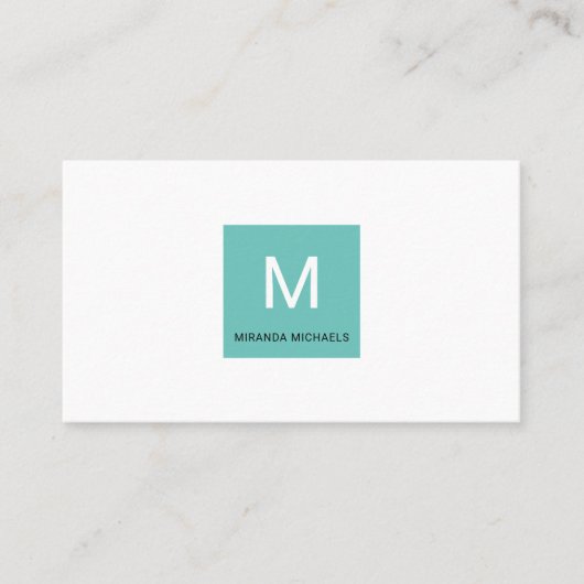 Monongramme simple Carré QR et nom de la carte de  (Devant)