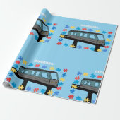 Monorail train car coaster autism puzzle cadeaupapier (Uitgerold)