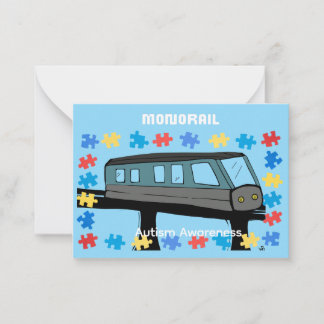 Monorail train car coaster autism puzzle  notitiekaartje