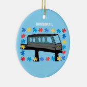 Monorail train neurodiverse autism puzzle  keramisch ornament (Rechts)
