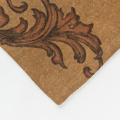 Monorammed Roest en Gouden Bladwervelingen Fleece Deken (Hoek)