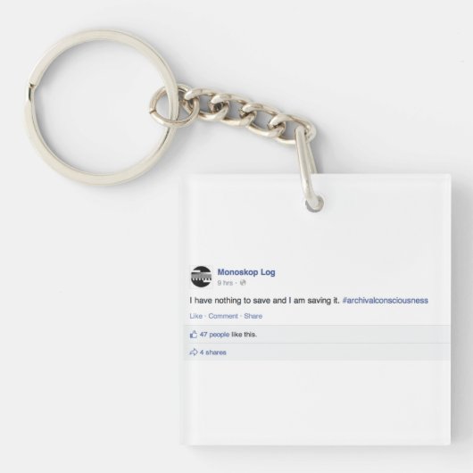 Monoskop "Ik heb niets te redden" Sleutelhanger (Voorkant)