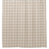 Monotone Beige Gingham Check Patroon Douchegordijn (Voorkant)