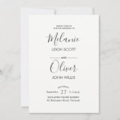 Monotone feuilles vintages Faire-part de mariage (Devant)