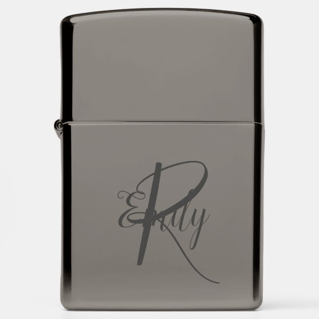 Monotone Monogram Naam Zippo Lighter (Front)