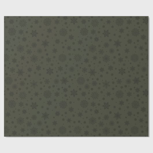 Monotone Winter Snowflake Pine Green Cadeaupapier (Vlak)