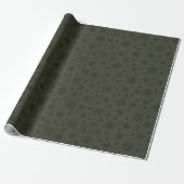 Monotone Winter Snowflake Pine Green Cadeaupapier (Uitgerold)