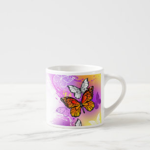 Monovlinder op Paarse Achtergrond Espresso Kop