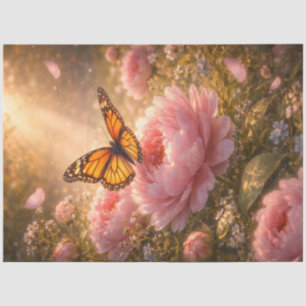 Monovlinder op Roze Pioenrozen Decoupage Papier