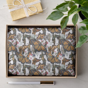 Monovlinder Vlinders & Bloem Botanisch Patroon Tissuepapier