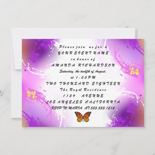 Monovlinder vlinders op paarse achtergrond kaart (Achterkant)
