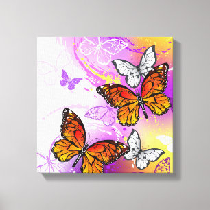 Monovlinders op Paarse Achtergrond Canvas Afdruk