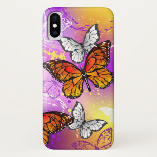 Monovlinders op paarse achtergrond iPhone x hoesje