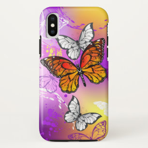 Monovlinders op paarse achtergrond iPhone XS hoesje
