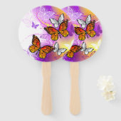 Monovlinders op Paarse Achtergrond Handwaaier (Voorkant en achterkant)