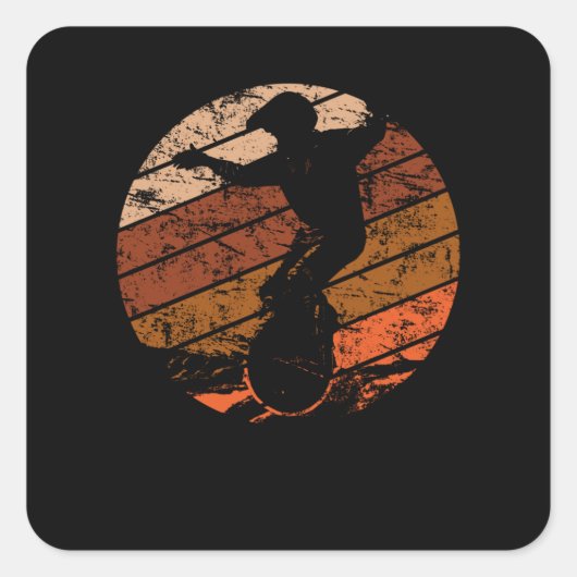 Monowheel  Zonsondergang EUC Retro Vierkante Sticker (Voorkant)