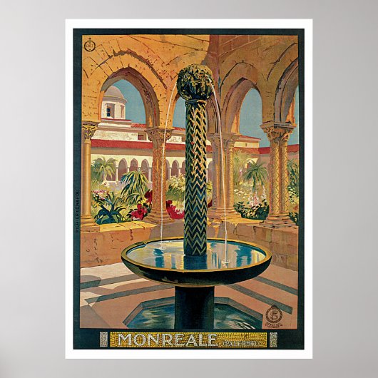 Monreale Italië Vintage Travel Poster (Voorkant)