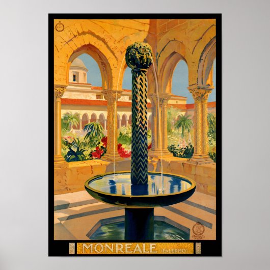 Monreale Palermo Italy Vintage Poster hersteld (Voorkant)