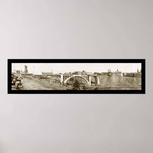 Monroe Bridge Spokane Foto 1911 Poster (Voorkant)