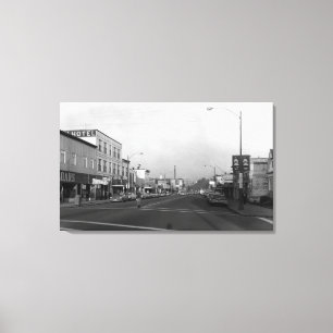 Monroe, WA - Downtown Street Scene Canvas Afdruk
