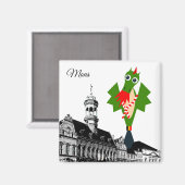 Mons - stad van Doudou Ducasse Magneet (Voorkant / Achterkant)