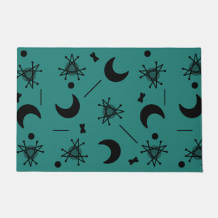 Mons & sterren Atomic Era Abstract Blauwgroen Deurmat