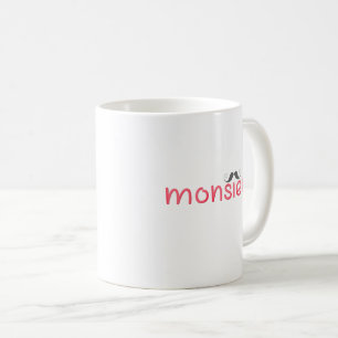 MONSIEUR Fun, Frans Citaat & Mustache - Rood Koffiemok