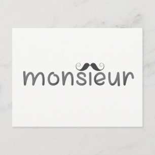 MONSIEUR - Fun Typografie w Mustache Briefkaart