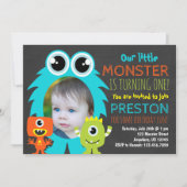 Monster 1er anniversaire Invitation avec photo (Devant)