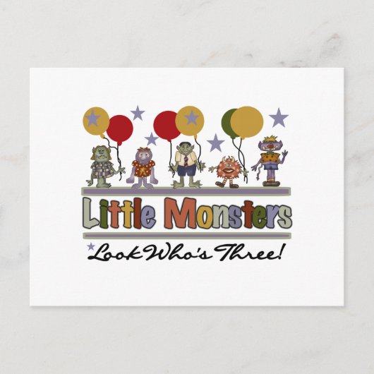 Monster 3e verjaardag Tshirts en geschenken Briefkaart (Voorkant)