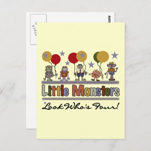 Monster 4e verjaardag Tshirts en geschenken Briefkaart (Voorkant / Achterkant)