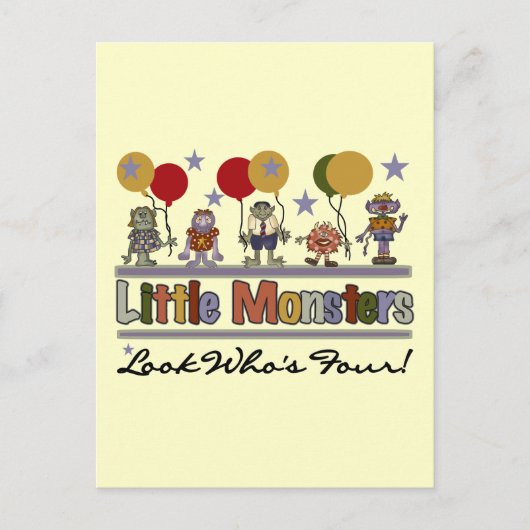 Monster 4e verjaardag Tshirts en geschenken Briefkaart (Voorkant)