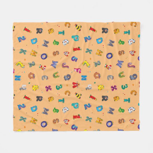 Monster Alphabet Pattern Fleece Deken (Voorkant (Horizontaal))
