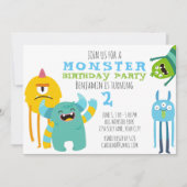 Monster Anniversaire Fête Thème Invitation (Devant)