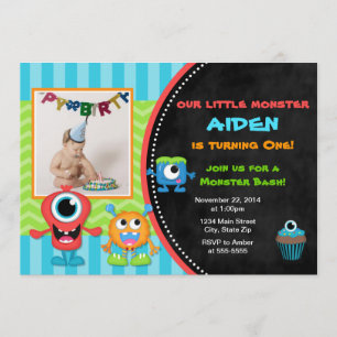 Monster Anniversaire Invitation Garçon 1er Anniver