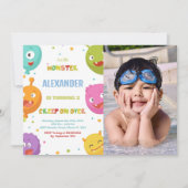 Monster Anniversaire Invitations Ballons avec phot (Devant)