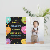 Monster Anniversaire Invitations Ballons Noirs pho (Debout devant)
