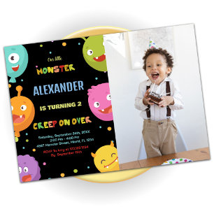 Monster Anniversaire Invitations Ballons Noirs pho