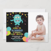 Monster Anniversaire Invitations Ballons photo (Devant)