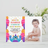 Monster Anniversaire Invitations Couleur Ballons p (Debout devant)