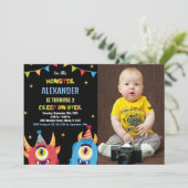 Monster Anniversaire Invitations Couleur Drapeaux (Debout devant)
