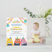 Monster Anniversaire Invitations Couleur Drapeaux  (Debout devant)