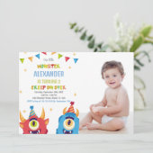 Monster Anniversaire Invitations Couleur Drapeaux  (Debout devant)
