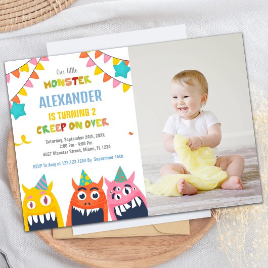 Monster Anniversaire Invitations Couleur Drapeaux 