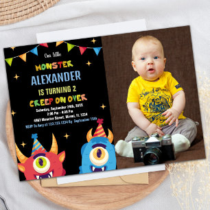 Monster Anniversaire Invitations Couleur Drapeaux 