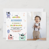 Monster Anniversaire Invitations Orange Star photo (Devant)