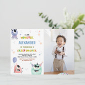 Monster Anniversaire Invitations Orange Star photo (Debout devant)
