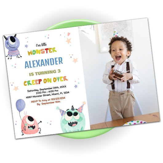 Monster Anniversaire Invitations Orange Star photo