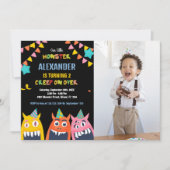 Monster Anniversaire Invitations Photo noir (Devant)
