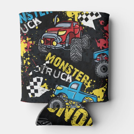 Monster auto: Abstract kinderachtig patroon Blikjeskoeler (Achterkant)